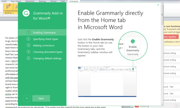 Grammarly for ms word mac